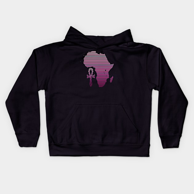 African Tribal Ankh - Purple Kids Hoodie by hybridgothica